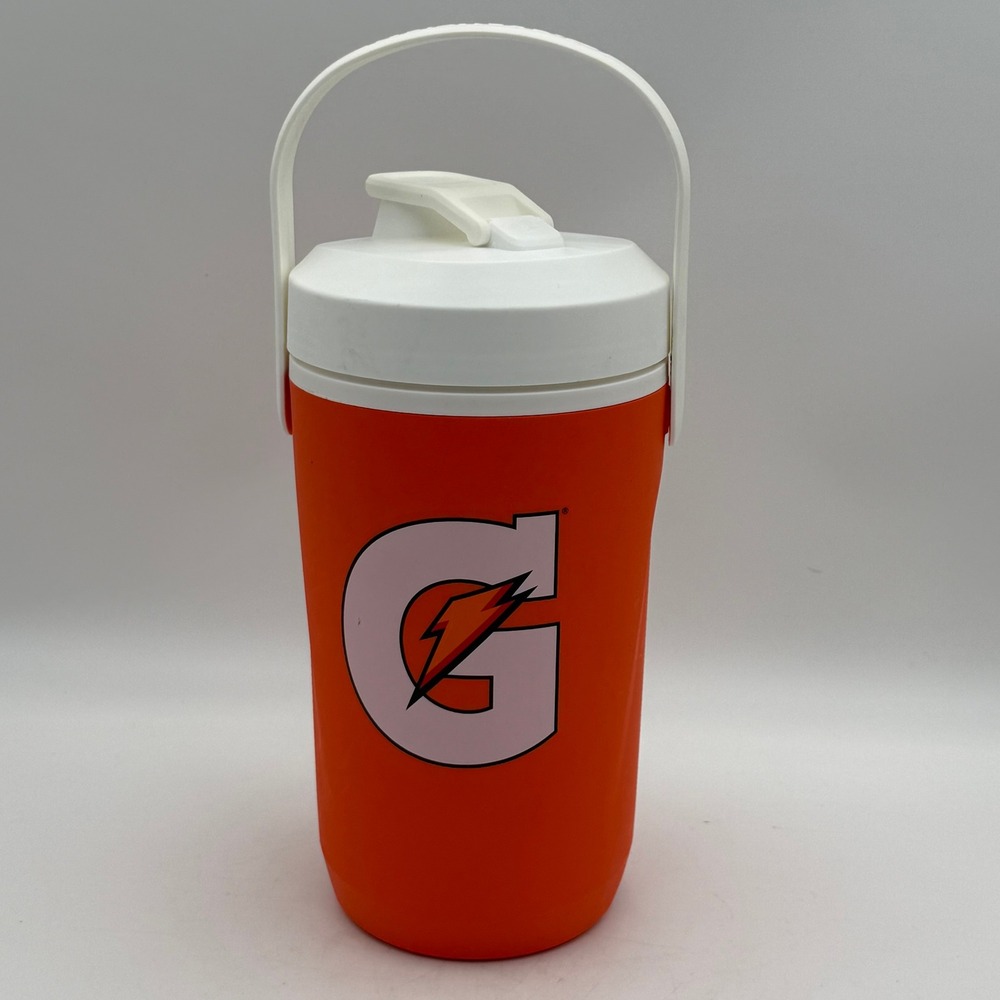 Gatorade 32oz Insulated Water Bottle Jug Orange White Sports Cooler Made in USA